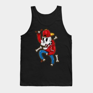 Dansing Skeleton Graffiti Character Illustration Tank Top